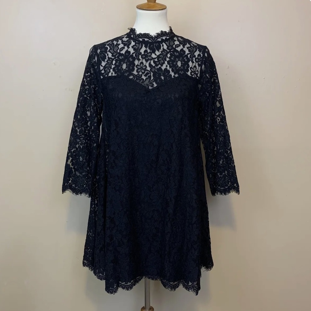 Show Me Your Mumu black lace high neck tunic dress